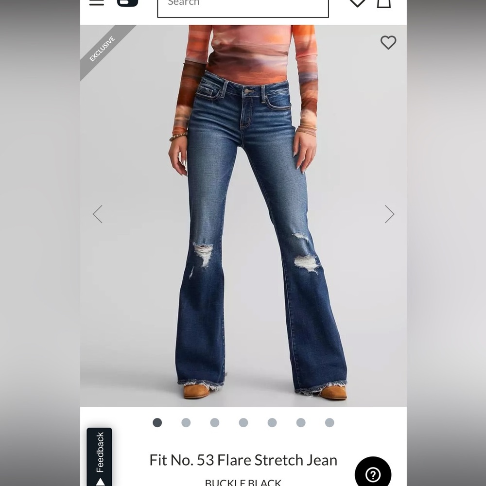 Buckle black flare jeans